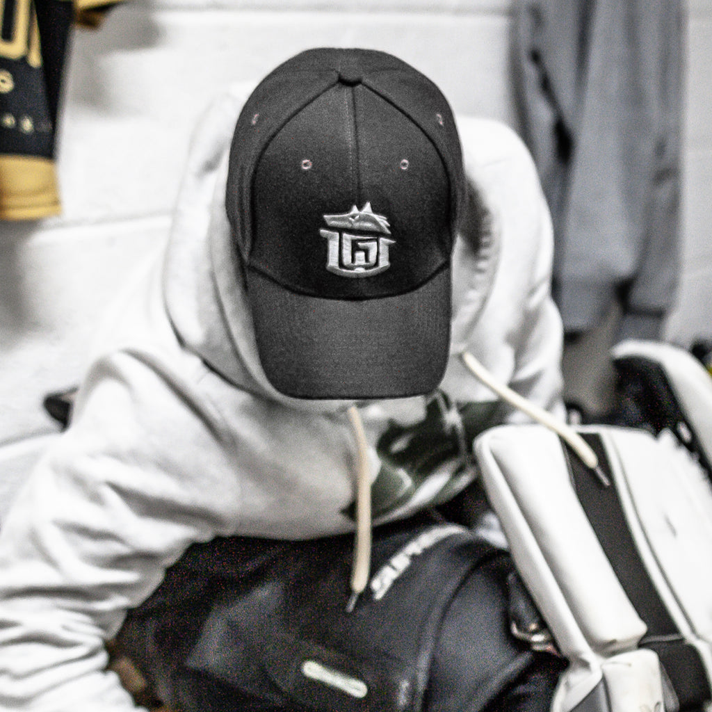 GAME-WORN® Melton Wool Ice Hockey Cap True Sable Black with Grey