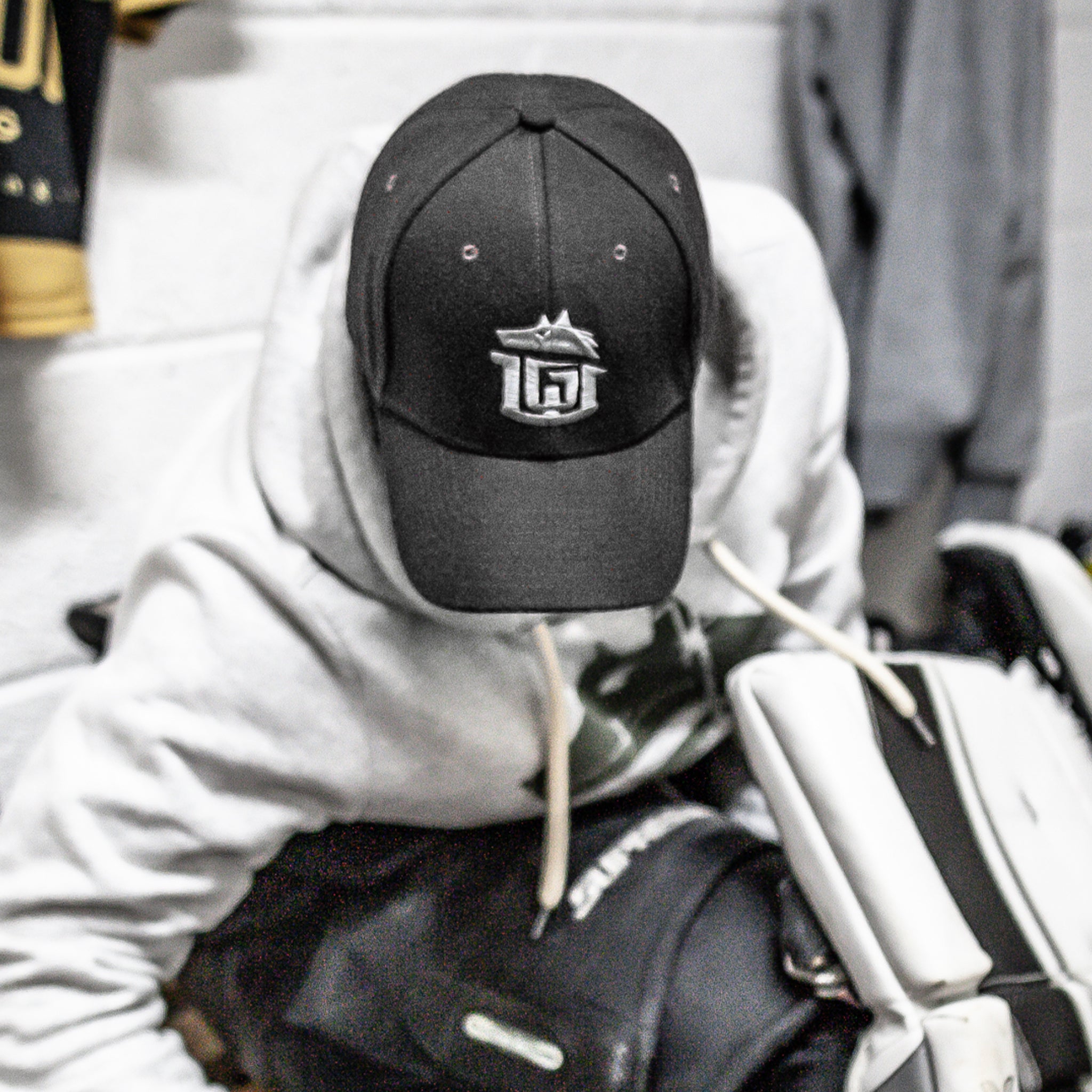 GAME-WORN® Melton Wool Ice Hockey Cap True Sable Black with Grey