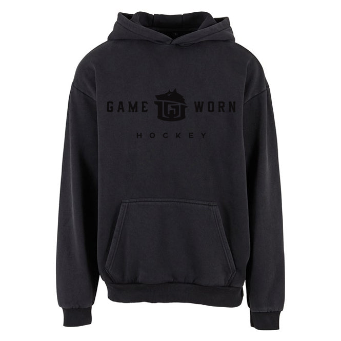GAME-WORN® Hockey Age Washed Sideline Hoodie - Charred Black and Black