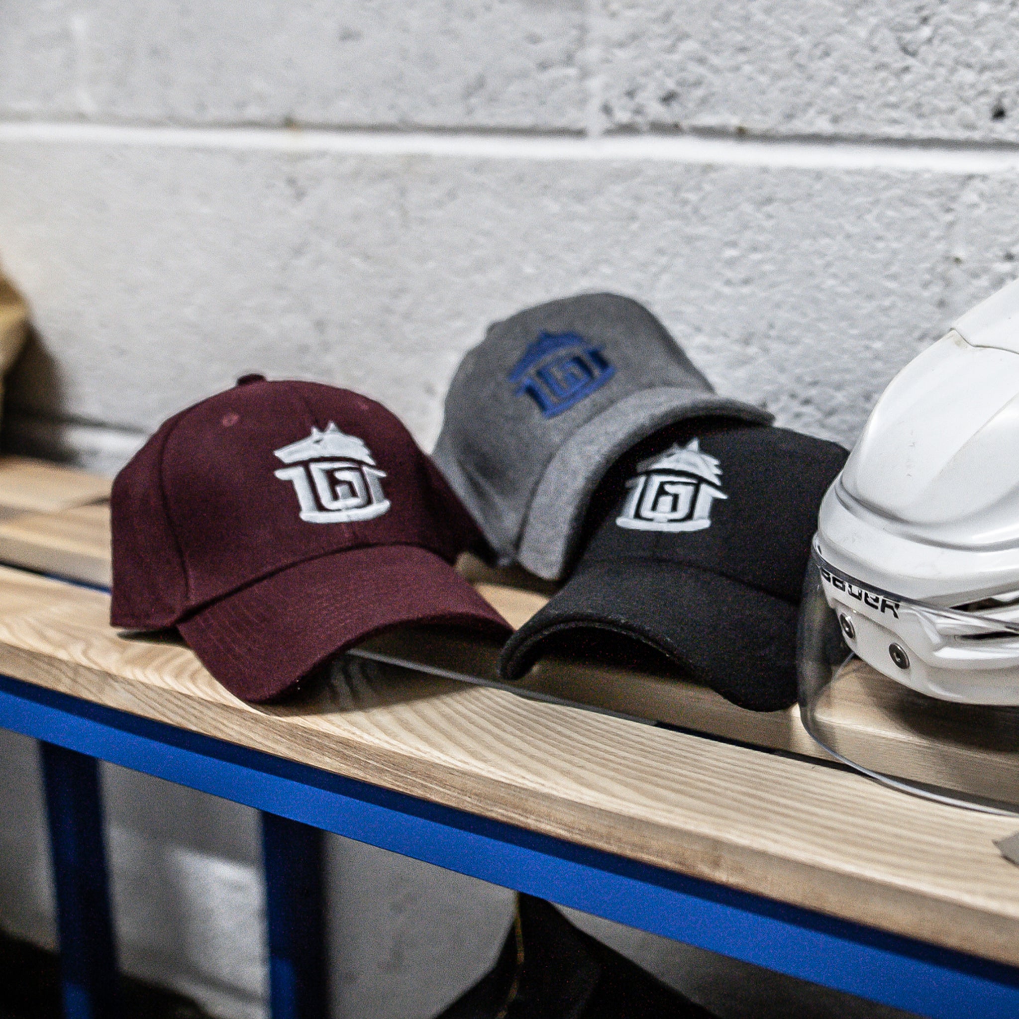 GAME-WORN® Melton Wool Ice Hockey Cap Heritage Grey with Blue