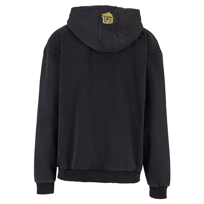GAME-WORN® Hockey Age Washed Sideline Hoodie - Charred Black and Gold