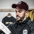 GAME-WORN® Melton Wool Ice Hockey Cap Vintage Burgundy with Grey