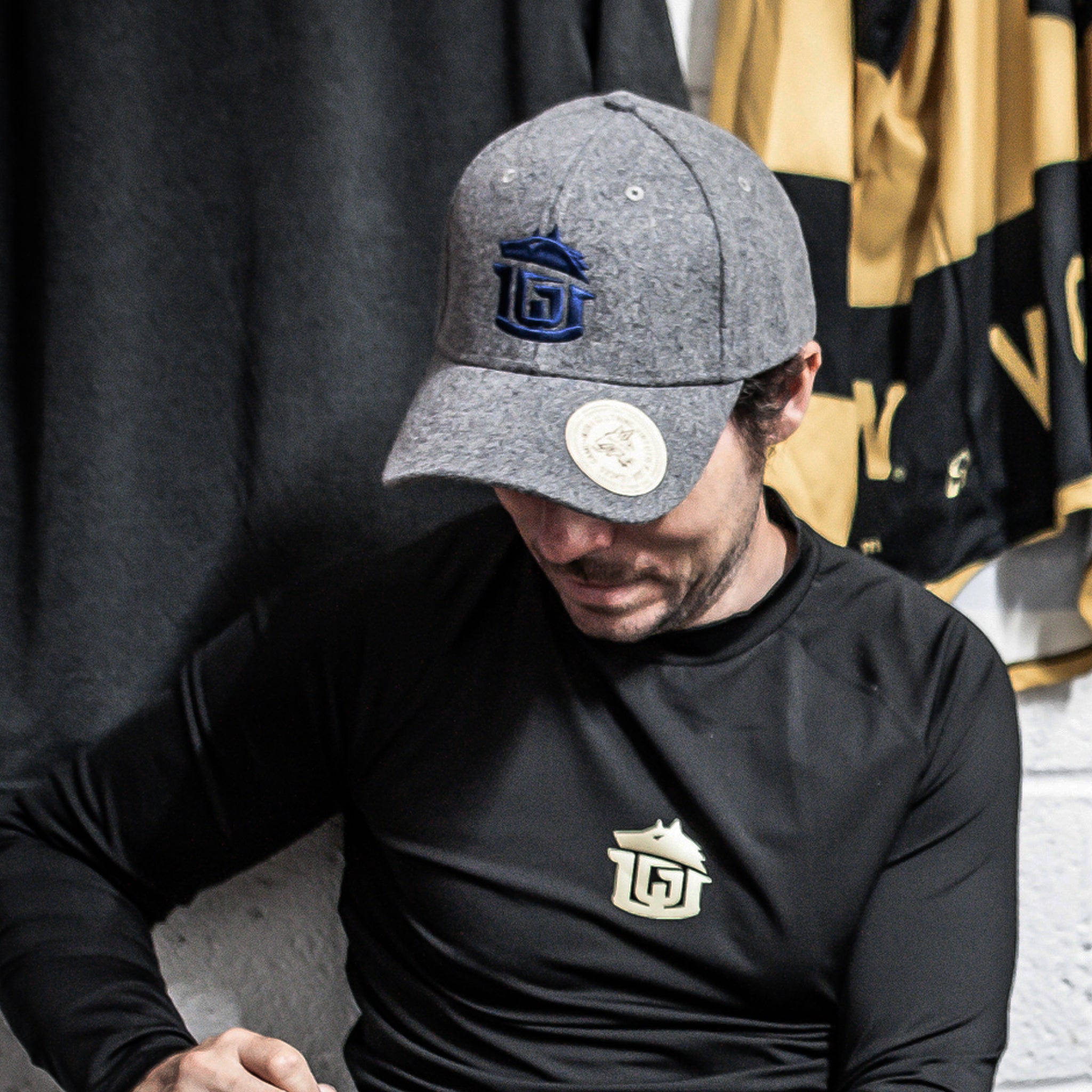 GAME-WORN® Melton Wool Ice Hockey Cap Heritage Grey with Blue