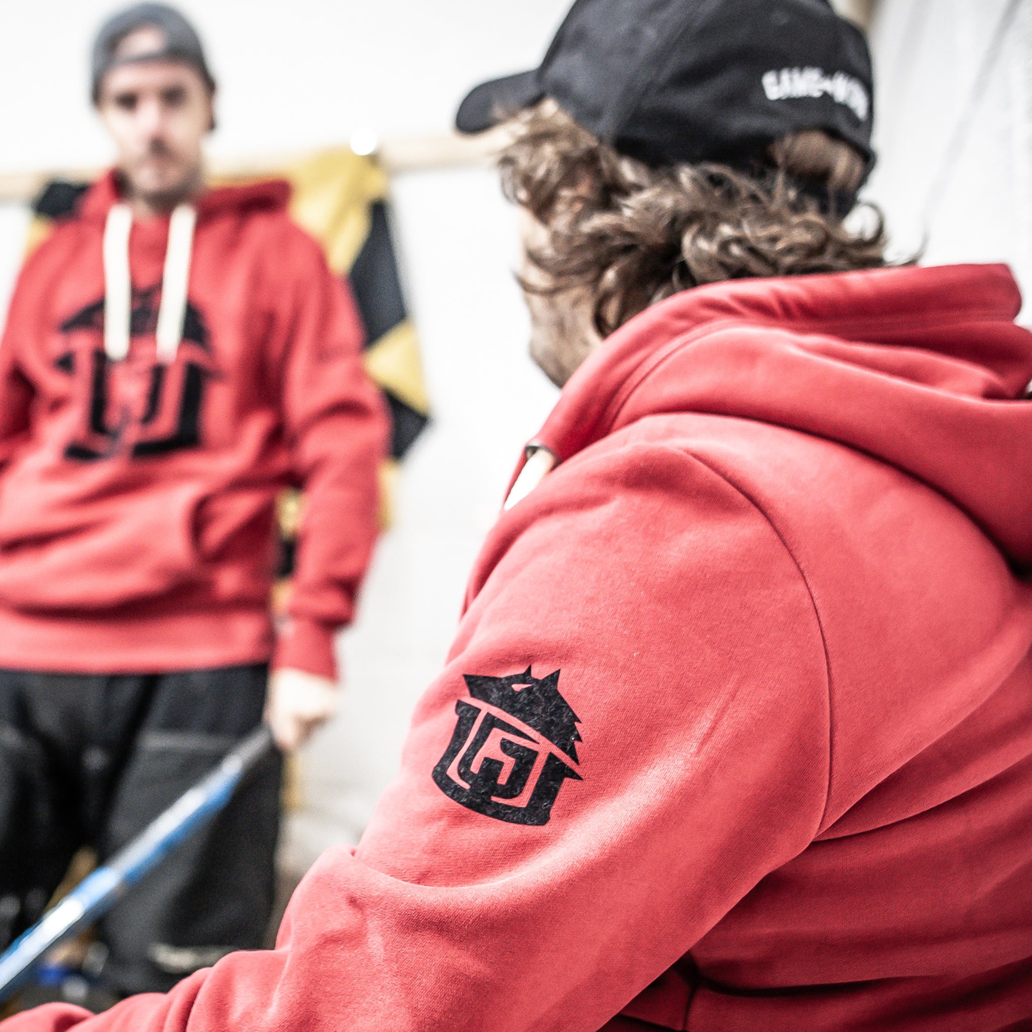 GAME-WORN® Super Heavyweight Pullover Hooded Sweatshirt - Vintage Red with Black