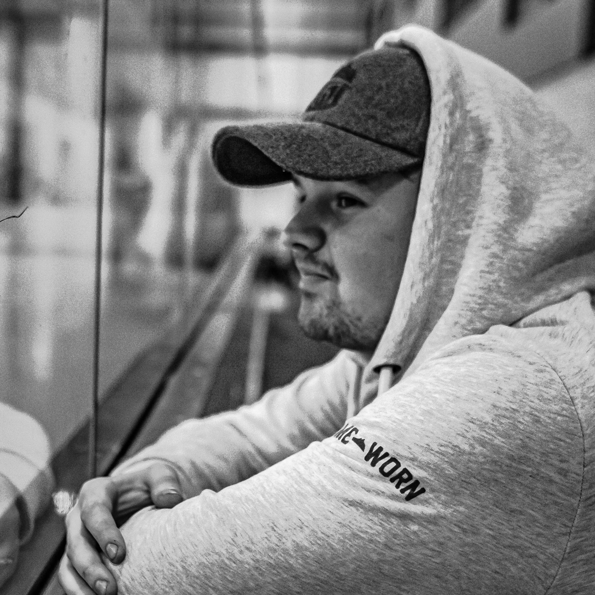 GAME-WORN® Melton Wool Ice Hockey Cap Heritage Grey with Blue