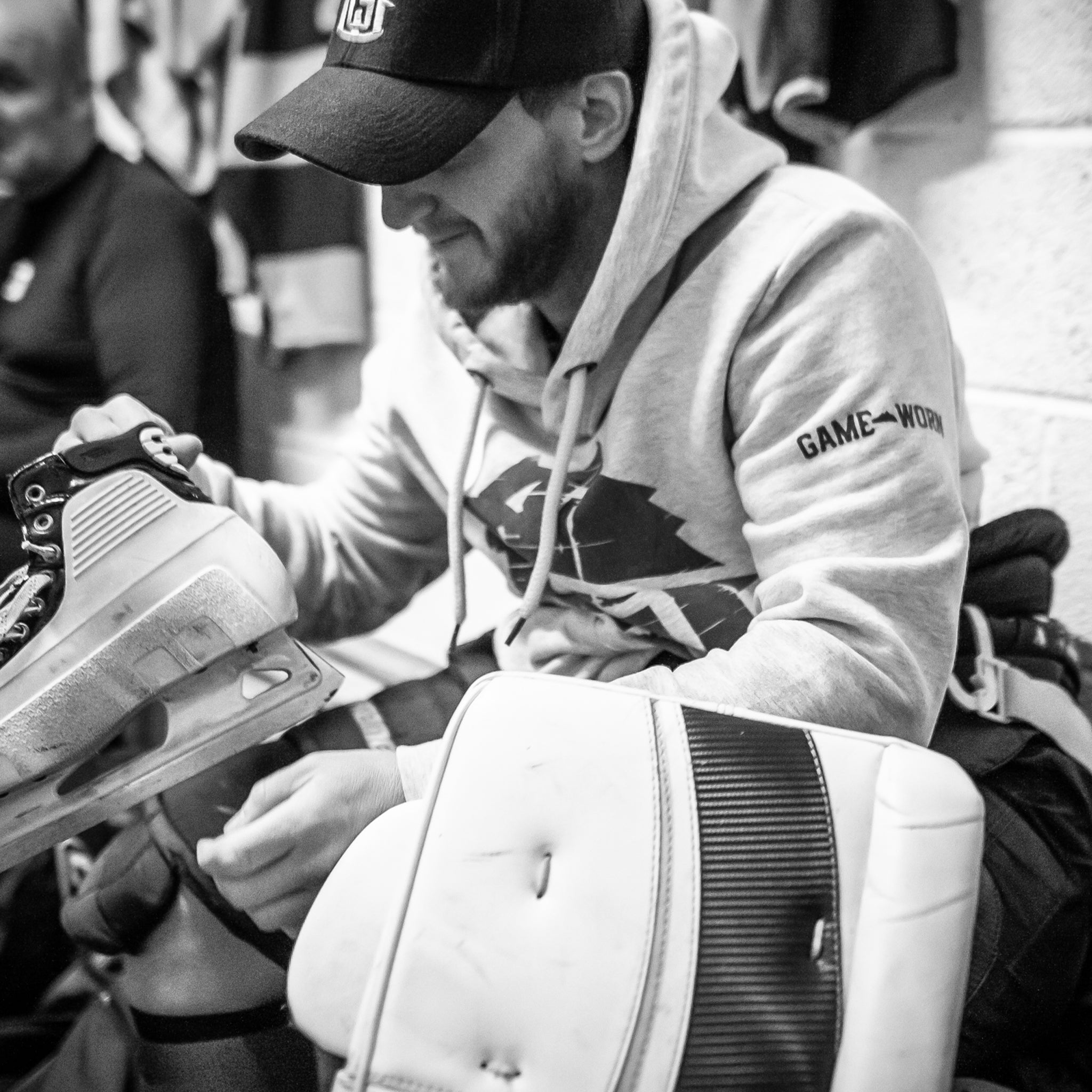 GAME-WORN® Melton Wool Ice Hockey Cap True Sable Black with Grey