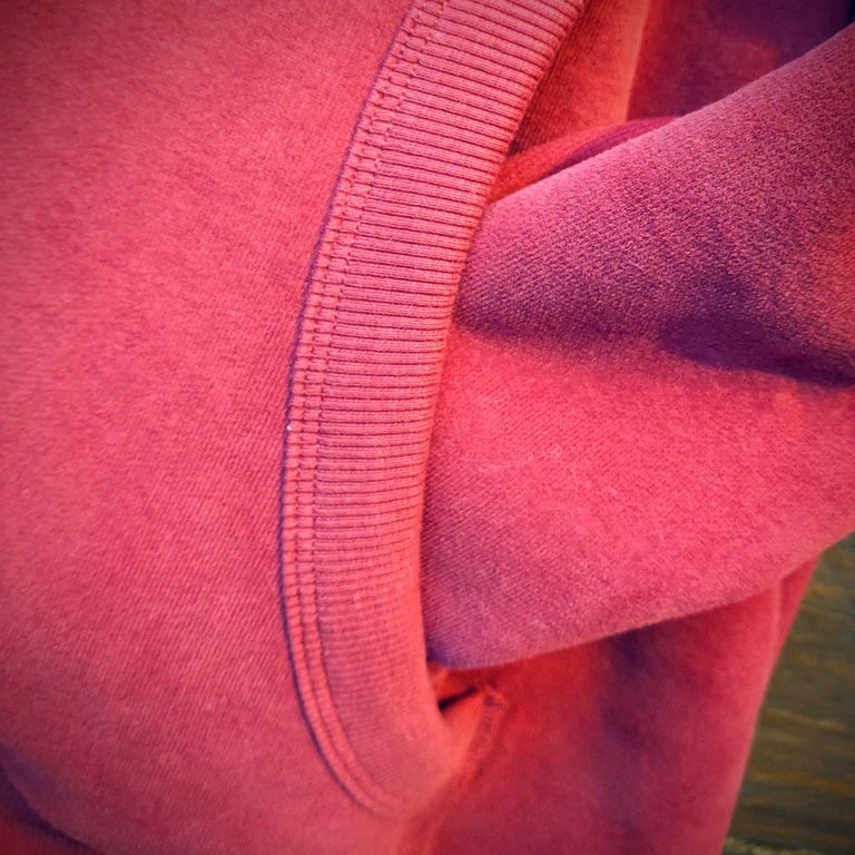 GAME-WORN® Super Heavyweight Pullover Hooded Sweatshirt - Vintage Red with Black